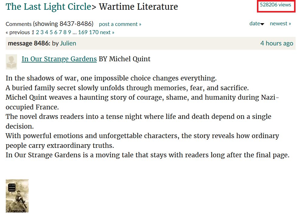 The Last Light Circle › Wartime Literature Goodreads discussion proof